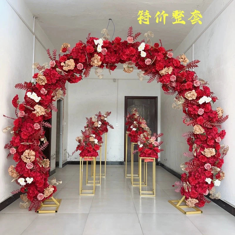 Double-Pole Iron Full Flower Arch Shelf Entrance Door Layout Semicircle Arch Wedding Scene Decoration Background Door Frame Good Vibrations