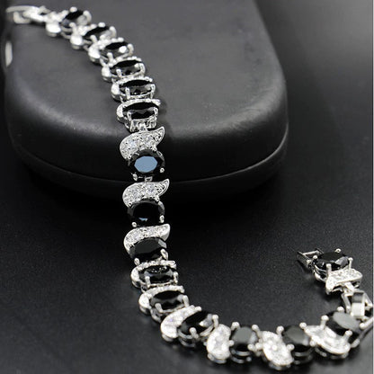 Light Luxury Zircon Bracelet Classic Hand Jewelry Chicken Leg Curved Moon Color Jewelry Gem Seven Color European and American Bracelet Women Good Vibrations
