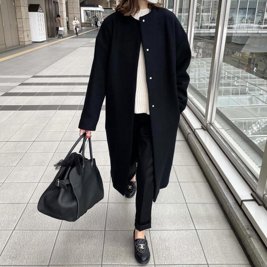 2026 Autumn/Winter New Style Lotte Ins Hot-Selling Loose Slimming Casual Simple Straight-Leg Coat Solid Color Overcoat for Women Good Vibrations