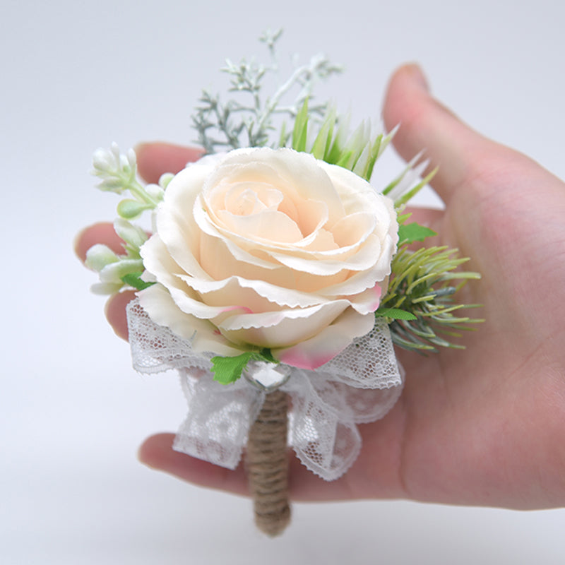 Mori Style Fresh Artificial Rose Groomsman and Bridesmaid Corsage Bridegroom Bride Wedding Wedding and Wedding Celebration Supplies Placket Flower Good Vibrations