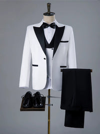 Photo Studio Men's Theme Wedding Photo White Suit Suit Good Vibrations