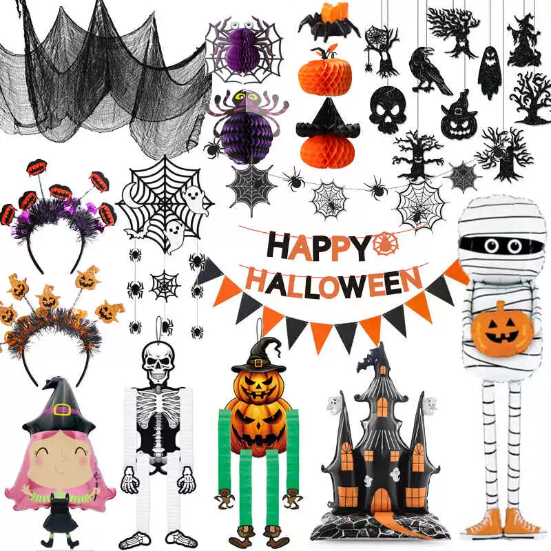 Halloween Headband Spider Web Pumpkin Skull Head Charm Good Vibrations