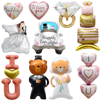 Wedding Decoration Cartoon Bridegroom Bride Aluminum Balloon Confession Confession Wedding Room Layout Valentine's Day Decoration Balloon