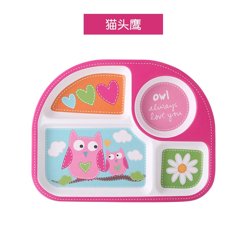 Creative Drop-Proof and Hot-Proof  Bamboo Fiber Baby & Kids Compartment Plate Good Vibrations