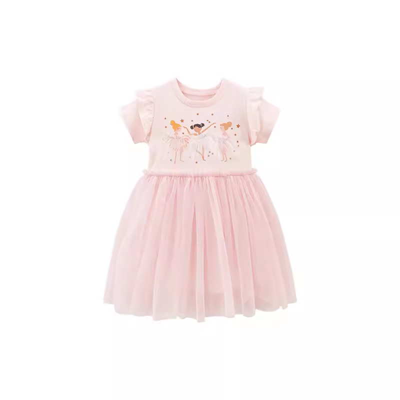 Girl Short Sleeve Pure Cotton T-shirt Purple Fashionable Dress Good Vibrations