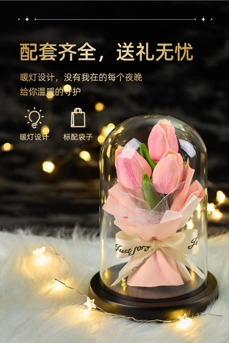 Forever Preserved Real Rose in Glass Dome Women Valentines Day Gifts Eternal Flower for Mother's Day Anniversary Birthday Good Vibrations