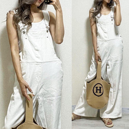In-Stock Japanese and Korean Style Fashionable Backless Slimming Overalls 2026 Summer New Patchwork High-Waisted Sleeveless Jumpsuit for Women Good Vibrations