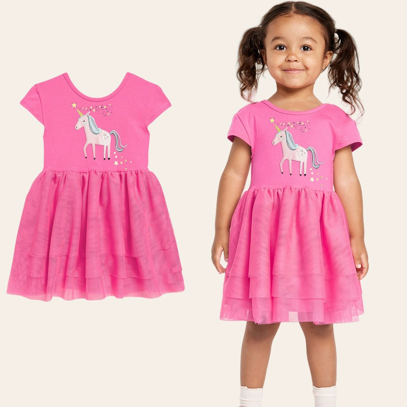 Girl Short Sleeve Pure Cotton T-shirt Purple Fashionable Dress Good Vibrations