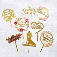 Cross-Border Malay Acrylic Cake Insertion Selamat Pengantin Baru the Wedding Party Decoration Good Vibrations