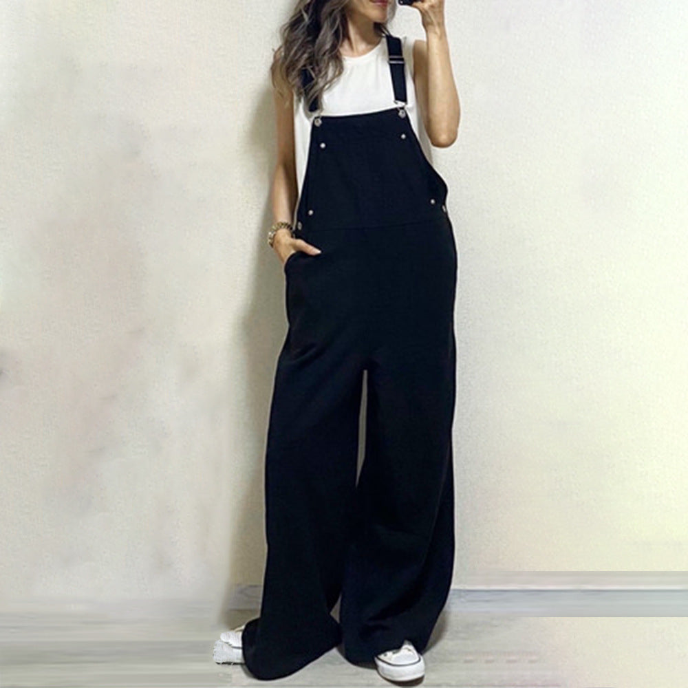 In-Stock Japanese and Korean Style Fashionable Backless Slimming Overalls 2026 Summer New Patchwork High-Waisted Sleeveless Jumpsuit for Women Good Vibrations