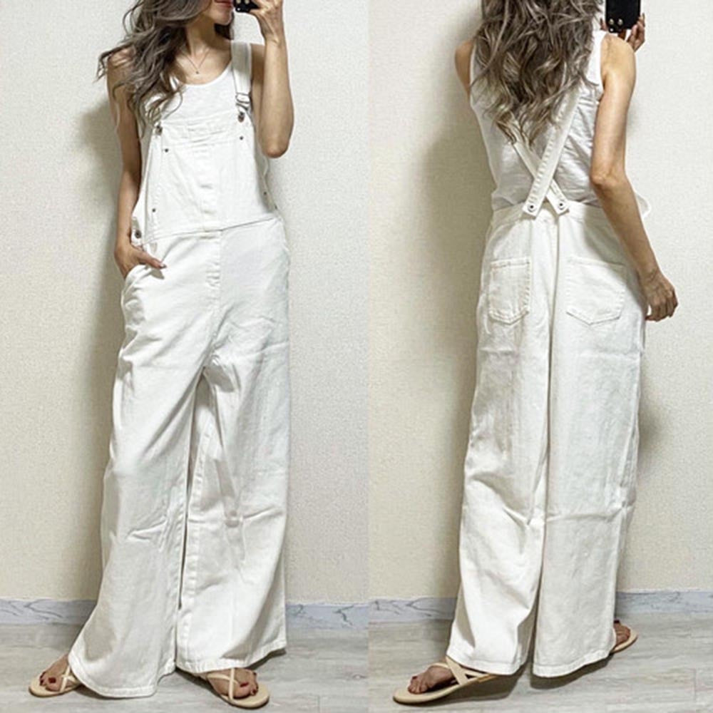 In-Stock Japanese and Korean Style Fashionable Backless Slimming Overalls 2026 Summer New Patchwork High-Waisted Sleeveless Jumpsuit for Women Good Vibrations