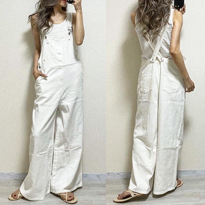 In-Stock Japanese and Korean Style Fashionable Backless Slimming Overalls 2026 Summer New Patchwork High-Waisted Sleeveless Jumpsuit for Women Good Vibrations