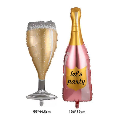 Adult Birthday Arrangement Champagne Bottle Wine Glass Shape Aluminum Film Balloon Wedding Party New Year Decoration Photo Props Good Vibrations
