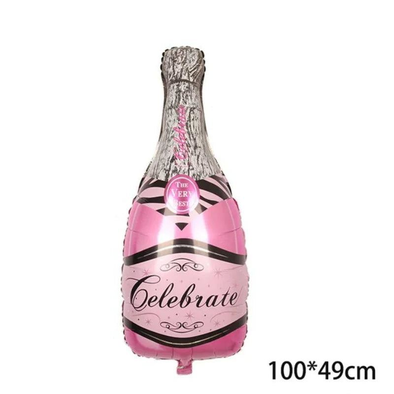 Adult Birthday Arrangement Champagne Bottle Wine Glass Shape Aluminum Film Balloon Wedding Party New Year Decoration Photo Props Good Vibrations
