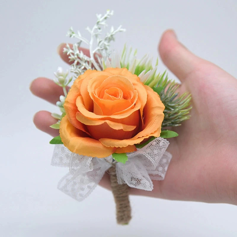 Mori Style Fresh Artificial Rose Groomsman and Bridesmaid Corsage Bridegroom Bride Wedding Wedding and Wedding Celebration Supplies Placket Flower Good Vibrations