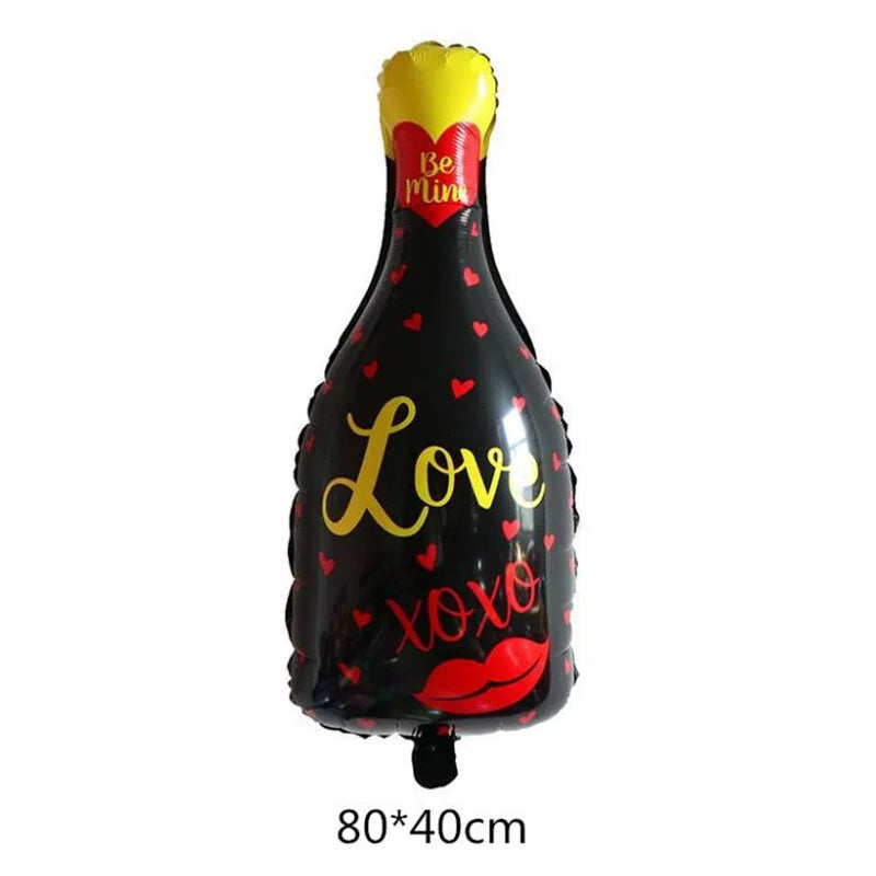 Adult Birthday Arrangement Champagne Bottle Wine Glass Shape Aluminum Film Balloon Wedding Party New Year Decoration Photo Props Good Vibrations
