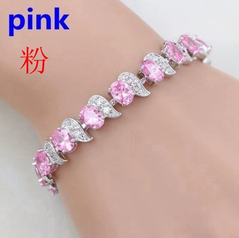 Light Luxury Zircon Bracelet Classic Hand Jewelry Chicken Leg Curved Moon Color Jewelry Gem Seven Color European and American Bracelet Women Good Vibrations