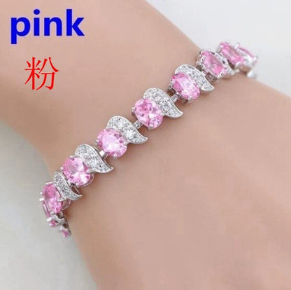 Light Luxury Zircon Bracelet Classic Hand Jewelry Chicken Leg Curved Moon Color Jewelry Gem Seven Color European and American Bracelet Women Good Vibrations