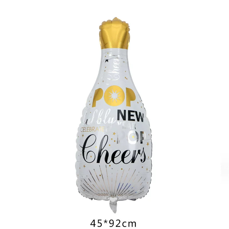 Adult Birthday Arrangement Champagne Bottle Wine Glass Shape Aluminum Film Balloon Wedding Party New Year Decoration Photo Props Good Vibrations