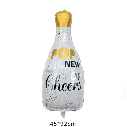 Adult Birthday Arrangement Champagne Bottle Wine Glass Shape Aluminum Film Balloon Wedding Party New Year Decoration Photo Props Good Vibrations