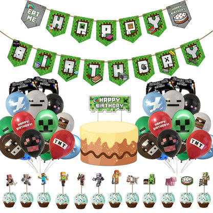 New Arrival My World Doll Building Blocks Theme Boy Birthday Scene Balloon Layout Party Cake Decoration Stickers Good Vibrations