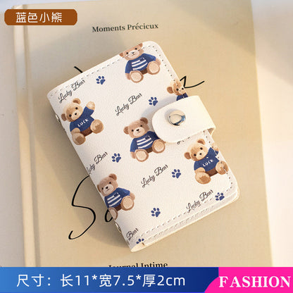 Cute Cartoon Card Bag Women's Buckle Large Capacity Multi-Card Slot Ultra-thin Small Men's Card Clamp Bag Driver's License Card Cover Good Vibrations