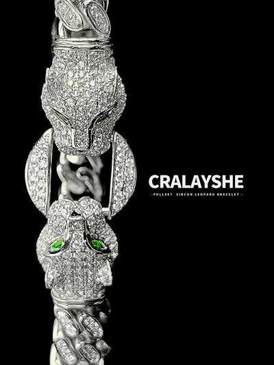 Accessible Luxury Double-Headed Leopard Titanium Steel Hip Hop Style Men's Bracelet