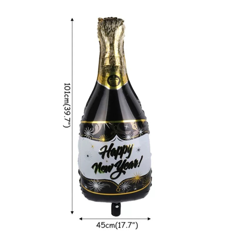 Adult Birthday Arrangement Champagne Bottle Wine Glass Shape Aluminum Film Balloon Wedding Party New Year Decoration Photo Props Good Vibrations