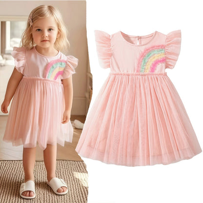 Girl Short Sleeve Pure Cotton T-shirt Purple Fashionable Dress Good Vibrations