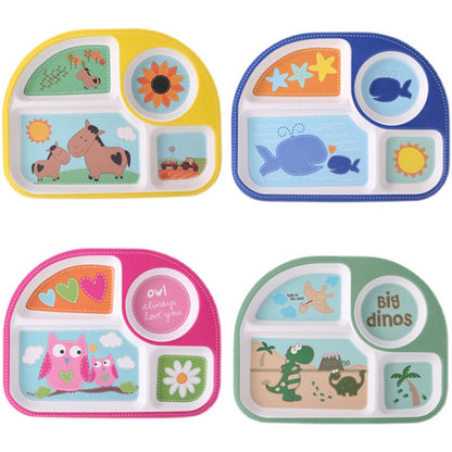 Creative Drop-Proof and Hot-Proof  Bamboo Fiber Baby & Kids Compartment Plate Good Vibrations