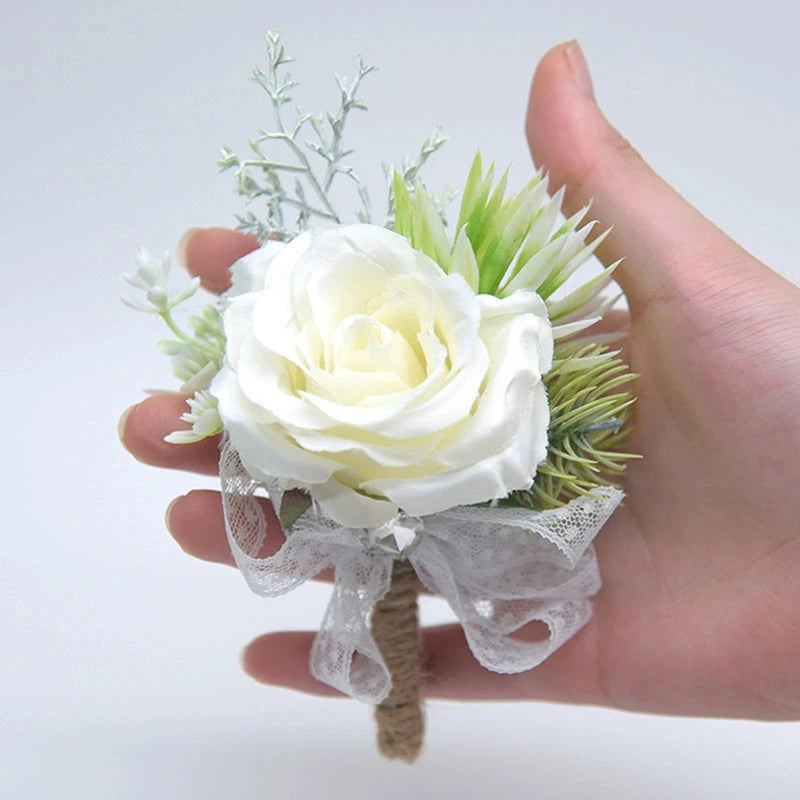 Mori Style Fresh Artificial Rose Groomsman and Bridesmaid Corsage Bridegroom Bride Wedding Wedding and Wedding Celebration Supplies Placket Flower Good Vibrations