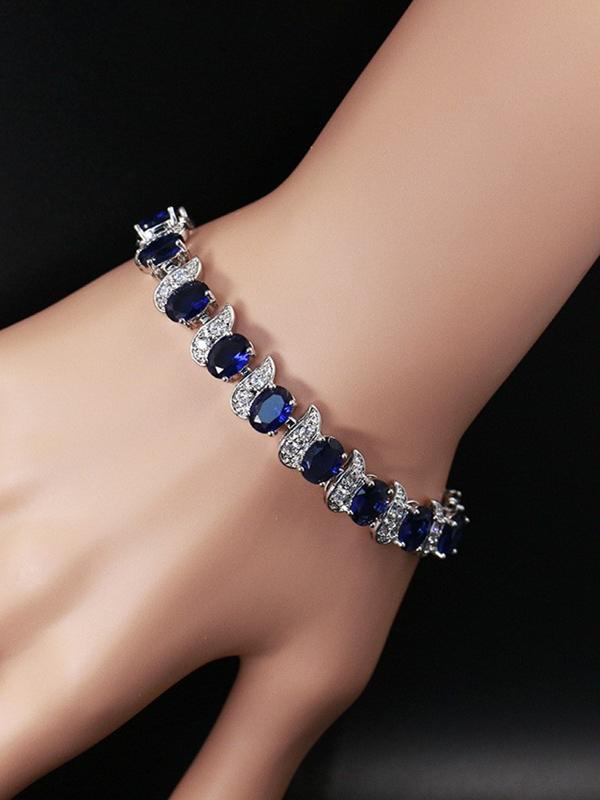 Light Luxury Zircon Bracelet Classic Hand Jewelry Chicken Leg Curved Moon Color Jewelry Gem Seven Color European and American Bracelet Women Good Vibrations