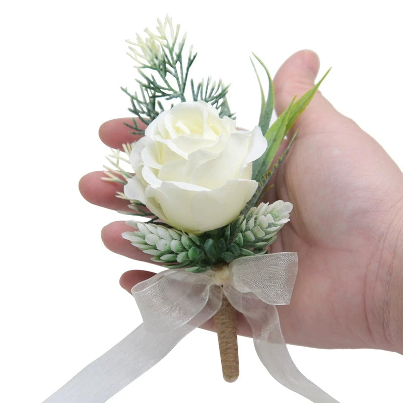Mori Style Fresh Artificial Rose Groomsman and Bridesmaid Corsage Bridegroom Bride Wedding Wedding and Wedding Celebration Supplies Placket Flower Good Vibrations