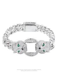 Accessible Luxury Double-Headed Leopard Titanium Steel Hip Hop Style Men's Bracelet Good Vibrations