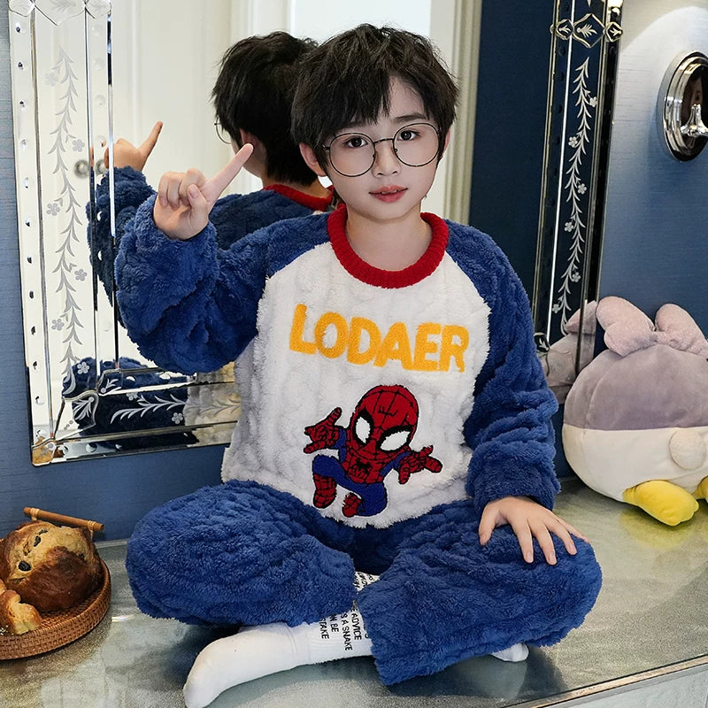 Cute Fall and Winter Fleece-lined Boy Teen Cartoon Pajamas Good Vibrations