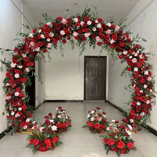 Double-Pole Iron Full Flower Arch Shelf Entrance Door Layout Semicircle Arch Wedding Scene Decoration Background Door Frame Good Vibrations
