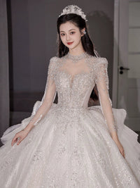 Long Sleeves Main Wedding Dress 2024 Bride New Arrival French Princess on the Run Pregnant Women Small Winter Long Tail Wedding Veil Good Vibrations