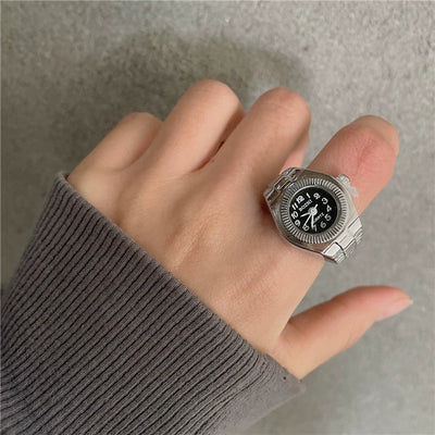 Heart Full Diamond Watch Ring Retro Middle-Ancient Cute Earth Cool Men and Women Millennium Sexy Pink Peach Heart Disco Harajuku Good Vibrations