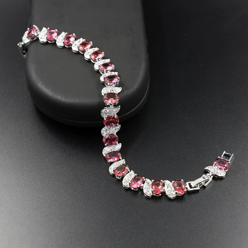 Light Luxury Zircon Bracelet Classic Hand Jewelry Chicken Leg Curved Moon Color Jewelry Gem Seven Color European and American Bracelet Women Good Vibrations