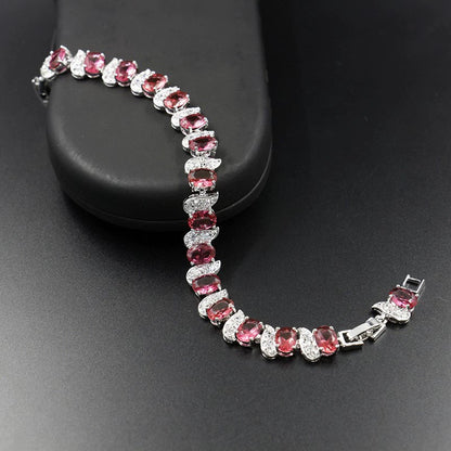 Light Luxury Zircon Bracelet Classic Hand Jewelry Chicken Leg Curved Moon Color Jewelry Gem Seven Color European and American Bracelet Women Good Vibrations