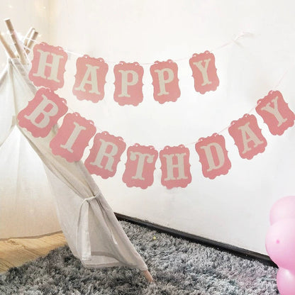 Kids Birthday Party Decoration Dovetail Birthday Pulling Banner Happy Birthday Letter Banner Fishtail Flag Good Vibrations