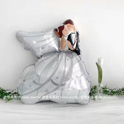Wedding Decoration Cartoon Bridegroom Bride Aluminum Balloon Confession Confession Wedding Room Layout Valentine's Day Decoration Balloon Good Vibrations