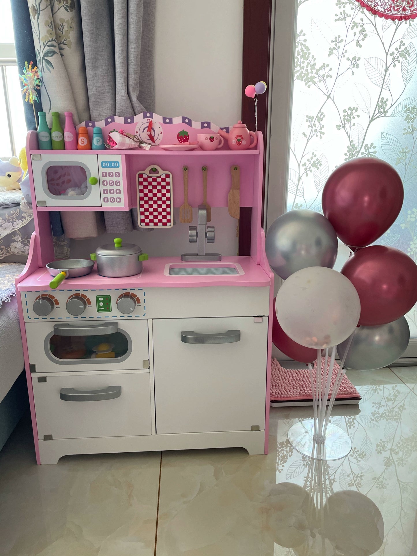 Kids Play House Refrigerator Wooden Children's Early Education Baby Girl Smart Water Wooden Kitchen Toys Suit Good Vibrations