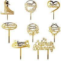 Cross-Border Malay Acrylic Cake Insertion Selamat Pengantin Baru the Wedding Party Decoration Good Vibrations