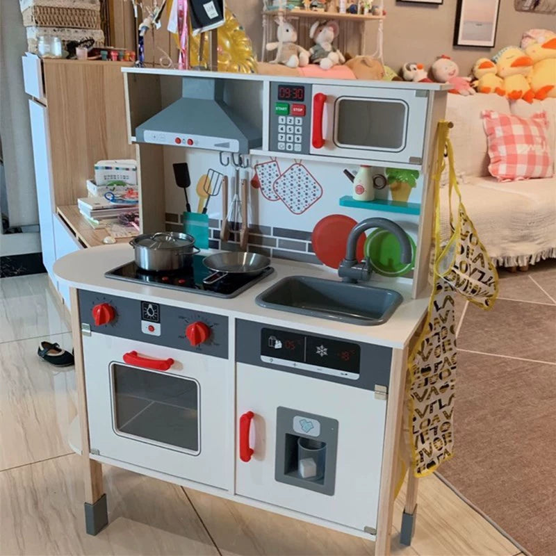 Kids Play House Refrigerator Wooden Children's Early Education Baby Girl Smart Water Wooden Kitchen Toys Suit Good Vibrations