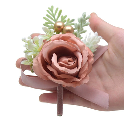 Mori Style Fresh Artificial Rose Groomsman and Bridesmaid Corsage Bridegroom Bride Wedding Wedding and Wedding Celebration Supplies Placket Flower Good Vibrations