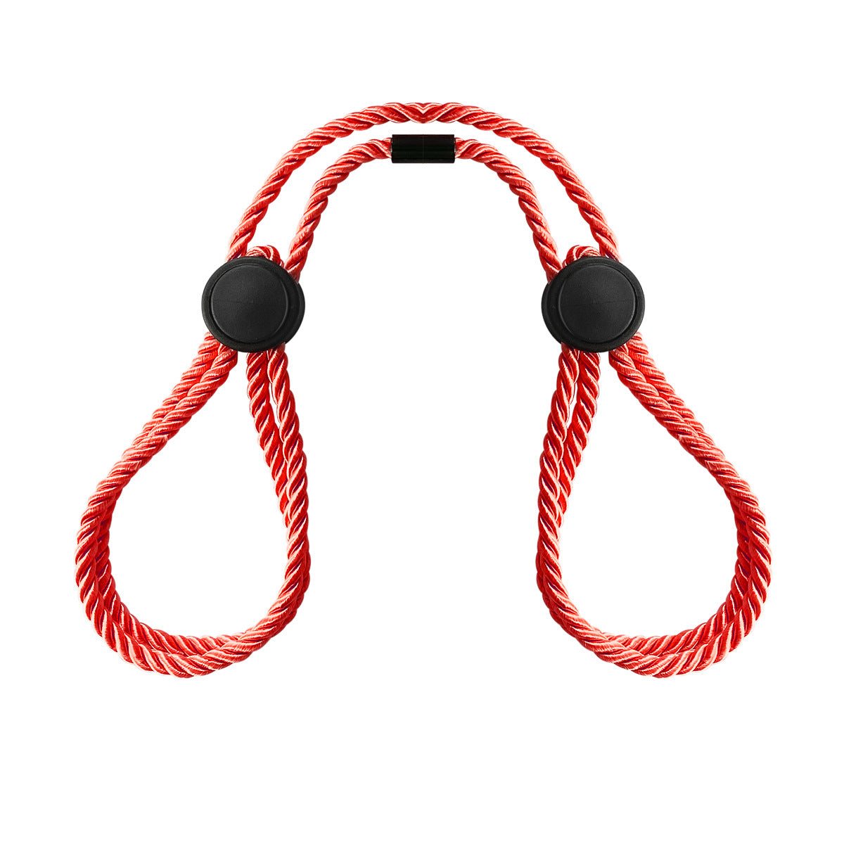 Erotic adjustable hand and ankle cuffs BDSM for adults, red nylon rope design, sexy restraint accessory.