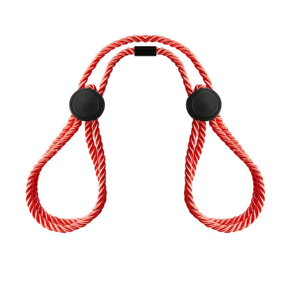Erotic adjustable hand and ankle cuffs BDSM for adults, red nylon rope design, sexy restraint accessory.