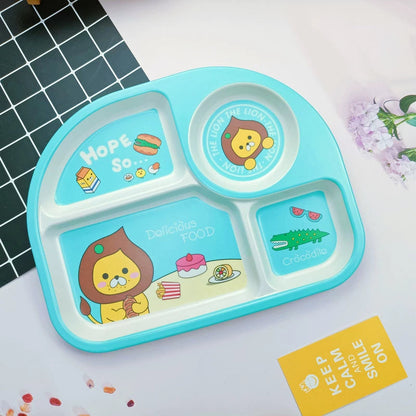 Creative Drop-Proof and Hot-Proof  Bamboo Fiber Baby & Kids Compartment Plate Good Vibrations