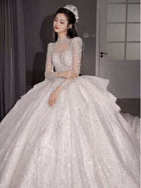 Primary Wedding Dress 2024 Bride New Arrival French Advanced Texture Pregnant Women Heavy Industry Vintage Court Style Trailing Long Sleeves Good Vibrations